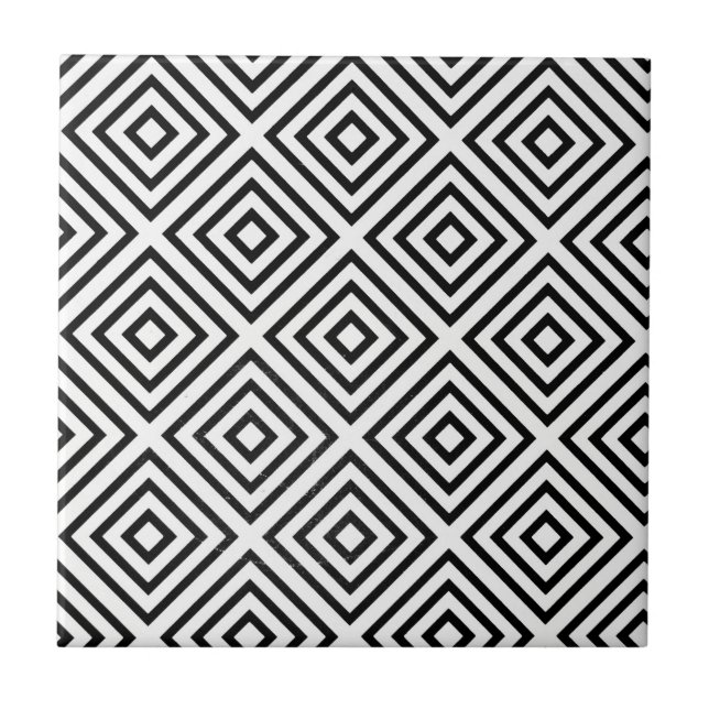 Azulejo Patrón de diamante blanco y negro (Frente)