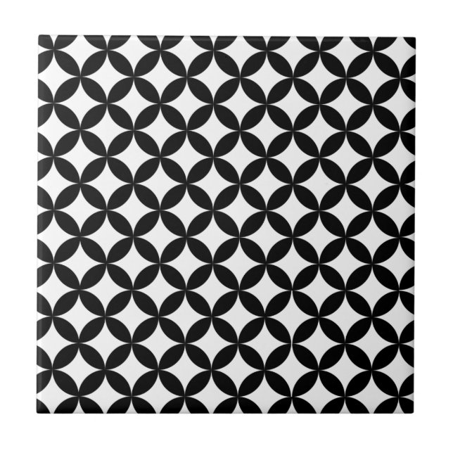 Azulejo Patrón de diamante blanco y negro (Frente)