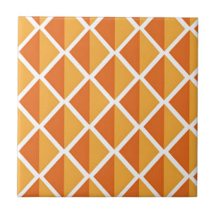 Azulejo Patrón de diamante de arlequín naranja retro