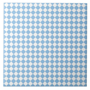 Azulejo Patrón de diamante de cuadros azules y blancos