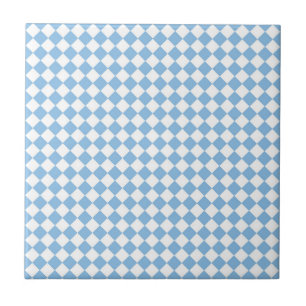 Azulejo Patrón de diamante de cuadros azules y blancos