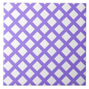 Azulejo Patrón de diamante de cuadros blancos y púrpura