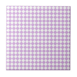 Azulejo Patrón de diamante de cuadros blancos y púrpura