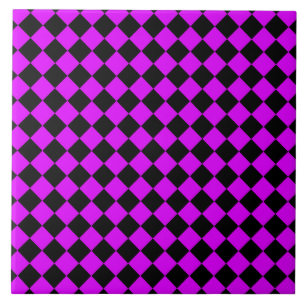Azulejo Patrón de diamante de cuadros púrpura negro