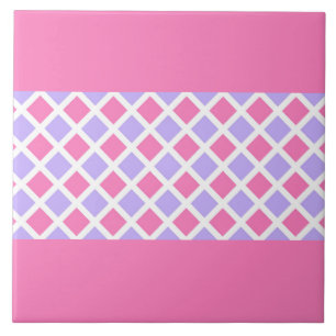 Azulejo Patrón de diamante de cuadros rosa púrpura