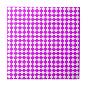 Azulejo Patrón de diamante de cuadros rosados y blancos