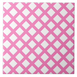 Azulejo Patrón de diamante de cuadros rosados y blancos
