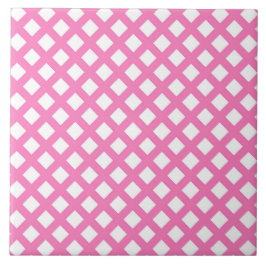 Azulejo Patrón de diamante de cuadros rosados y blancos