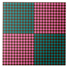 Azulejo Patrón de diamante de cuadros verde azulado rosa m