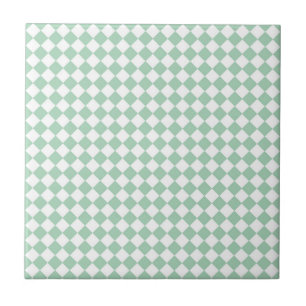 Azulejo Patrón de diamante de cuadros verdes y blancos