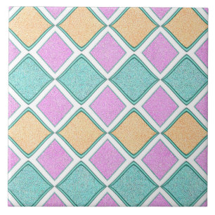 Azulejo Patrón de diamante de prisma Harlequin pastel