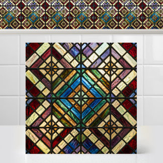 Azulejo Patrón de diamante de vidrio emplomado de catedral