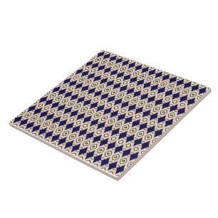Azulejo Patrón de diamante geométrico en azul marino y bei
