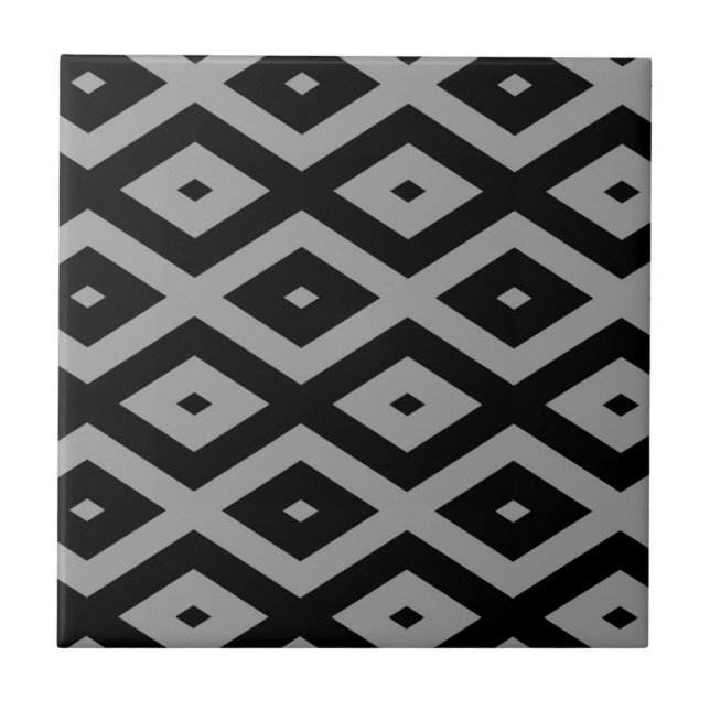 Azulejo Patrón de diamante gris y negro (Frente)