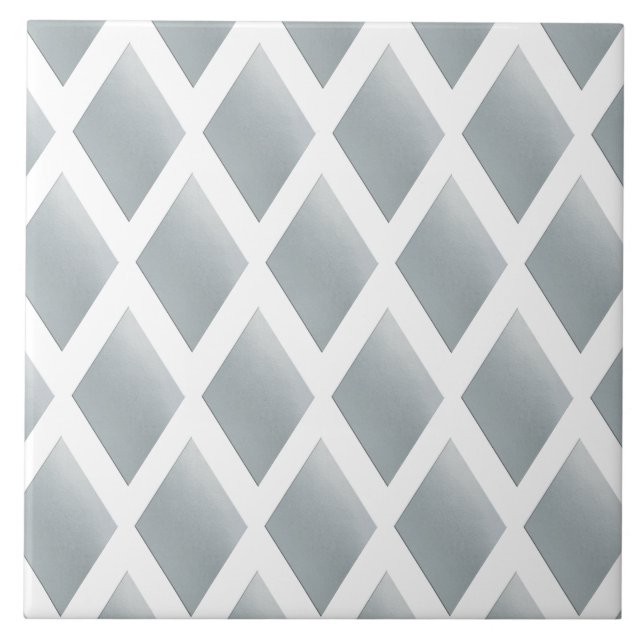 Azulejo patrón de diamante metálico plateado elegante (Frente)