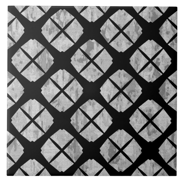 Azulejo Patrón de diamante moderno urbano negro y gris (Frente)