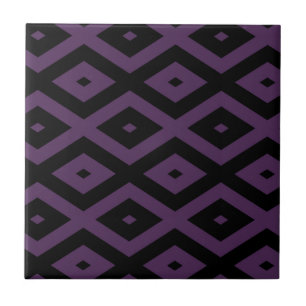 Azulejo Patrón de diamante morado oscuro y negro