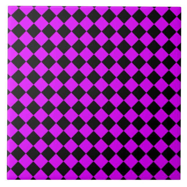 Azulejo Patrón de diamante negro morado (Frente)