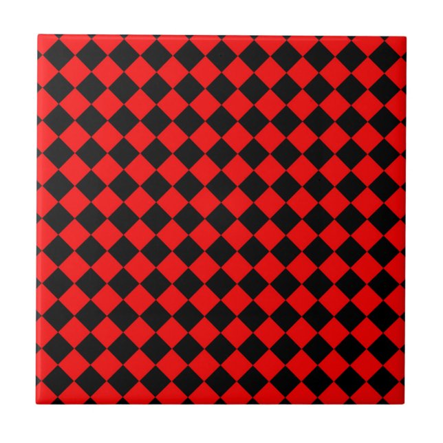 Azulejo Patrón de diamante negro rojo (Frente)