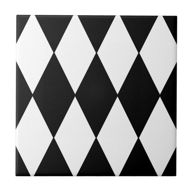Azulejo Patrón de diamante negro y blanco retro (Frente)