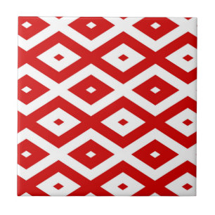 Azulejo Patrón de diamante rojo y blanco