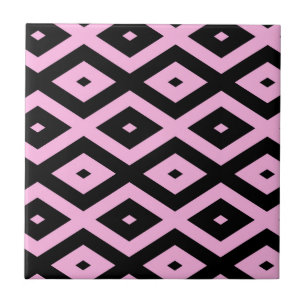 Azulejo Patrón de diamante rosa pálido y negro