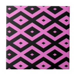 Azulejo Patrón de diamante rosa y negro