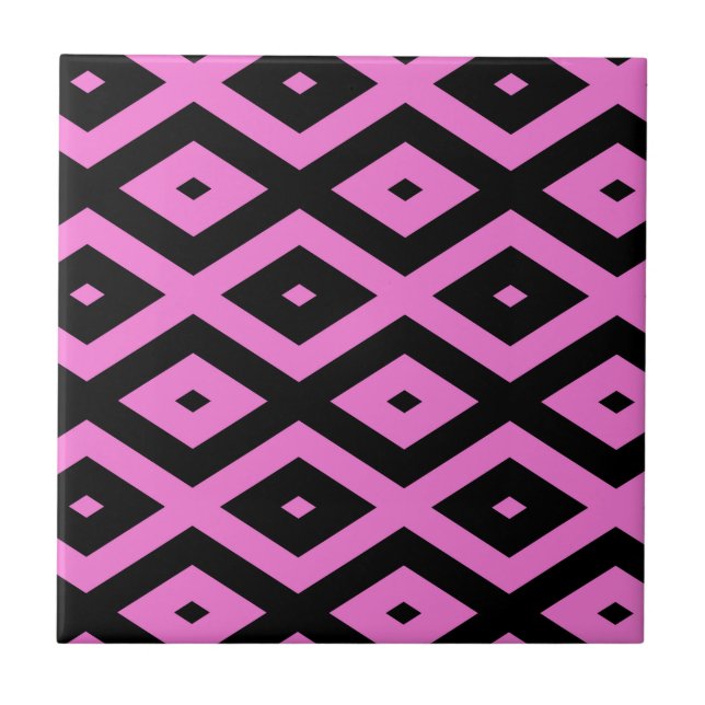 Azulejo Patrón de diamante rosa y negro (Frente)