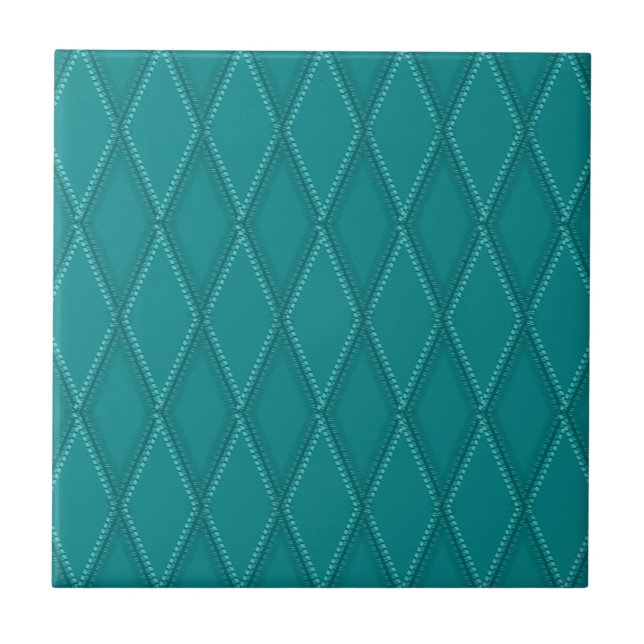 Azulejo Patrón de diamante Verde azulado turquesa oscuro (Frente)