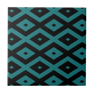 Azulejo Patrón de diamante verde azulado y negro
