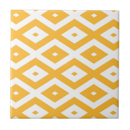 Azulejo Patrón de diamantes amarillo y blanco soleado