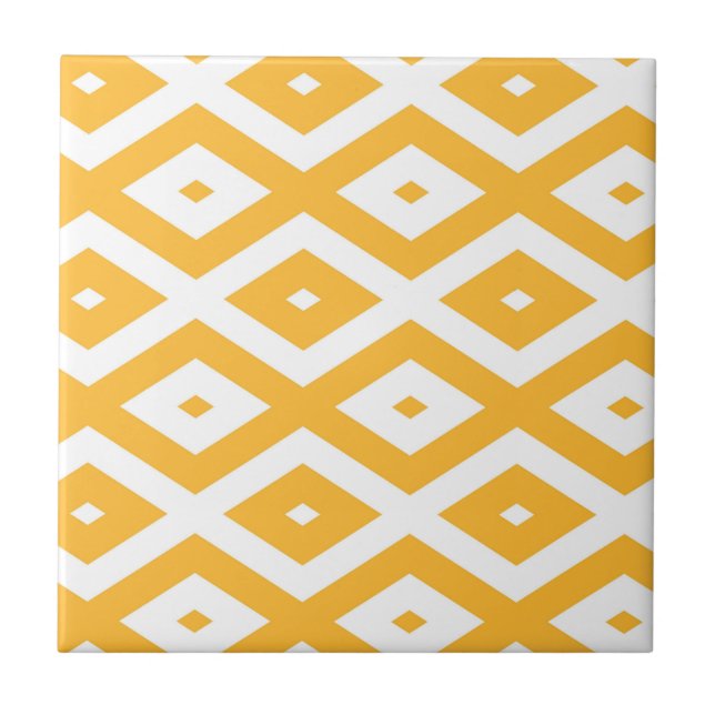 Azulejo Patrón de diamantes amarillo y blanco soleado (Frente)