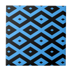 Azulejo Patrón de diamantes azul y negro del cielo