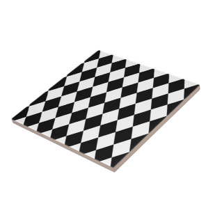 Azulejo Patrón De Diamantes Blanco Y Negro