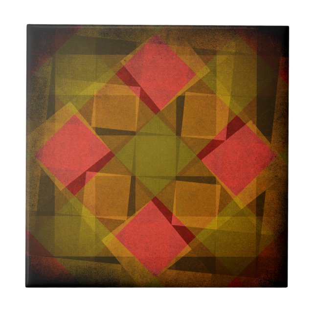 Azulejo Patrón de diamantes de época y cuadrados (Frente)