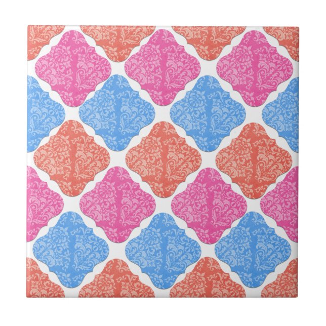 Azulejo Patrón de diamantes de patchwork ornamentado (Frente)