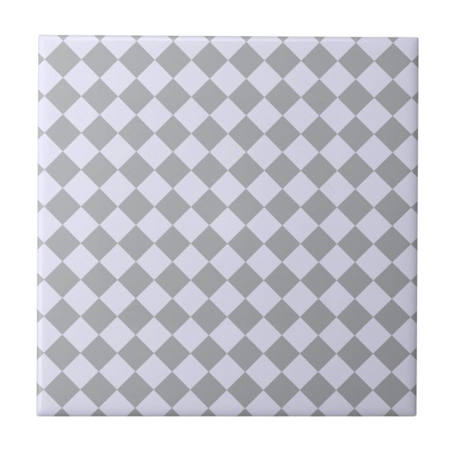 Azulejo Patrón de diamantes en gris y lavanda (Frente)