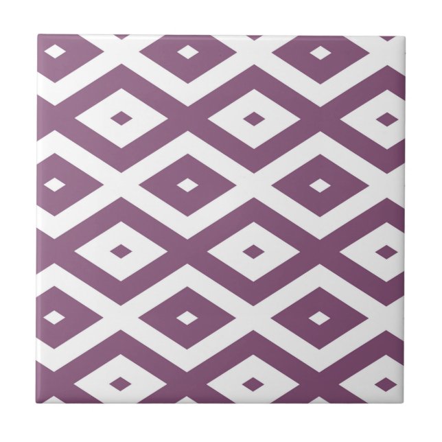 Azulejo Patrón de diamantes malva y blanco (Frente)