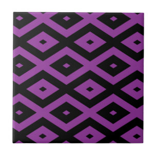 Azulejo Patrón de diamantes morado y negro