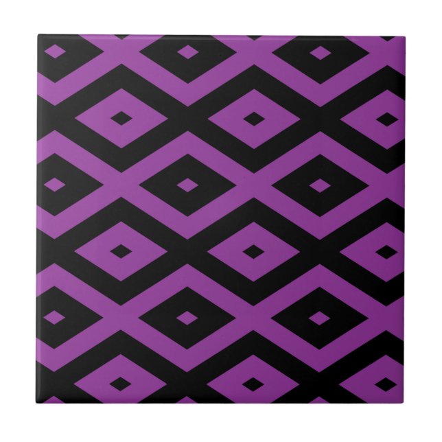Azulejo Patrón de diamantes morado y negro (Frente)