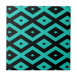Azulejo Patrón de diamantes turquesa y negro