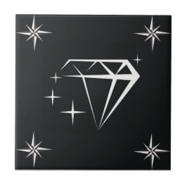 Azulejo Patrón de diamantes y estrellas negro