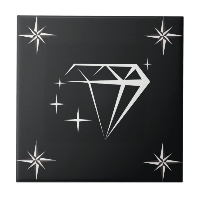 Azulejo Patrón de diamantes y estrellas negro (Frente)