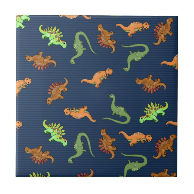 Azulejo Patrón de dinosaurios lindos (Frente)