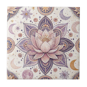 Azulejo Patrón de diseño espiritual mandala de loto celest