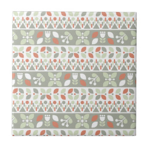 Azulejo Patrón de diseño floral folclórico escandinavo