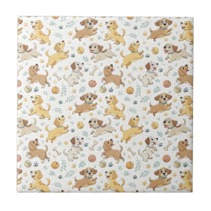 Azulejo Patrón de diseño infantil de cachorros de dibujos 