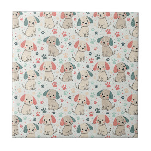 Azulejo Patrón de diseño minimalista adorable de cachorro 