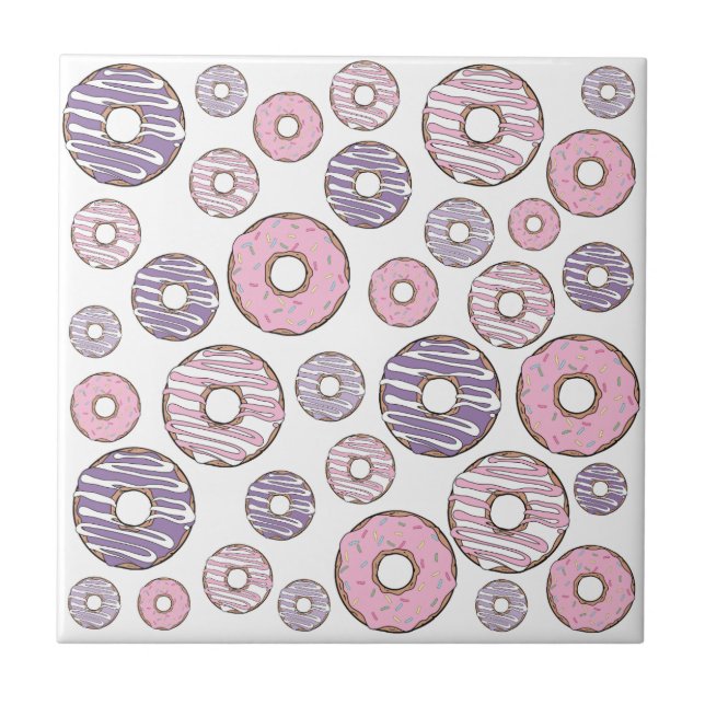 Azulejo Patrón de donas, Donas rosadas, Donas moradas (Frente)