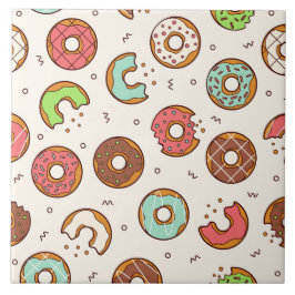 Azulejo Patrón de Donut Retro Estilo de color